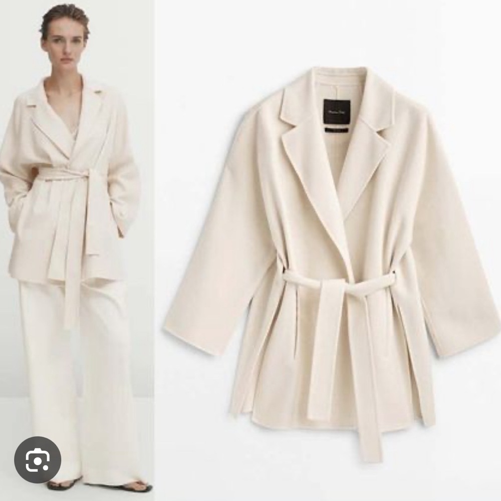 Massimo Dutti Wool Blend Robe Coat with Belt